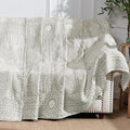 jinchan Boho 100% Cotton Muslin 50x60 Throw Blanket Lightweight 3-Layer Light Grey Blanket Washable Reversible Breathable Decorative Geometric Striped Patterned Soft Cozy for Sofa Bed All Season Gift