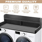 Royxen Laundry Countertop with 2-Tier Shelf Universal Fit, Washer and Dryer Countertop with Storage Space, Shelf Height 11.5 Inches, Solid Wood, Black