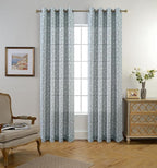 MIUCO Floral Embroidered Semi Sheer Curtains Linen Look Grommet Window Curtains for Bedroom 52 x 95 Inch 2 Panels, Sea Foam