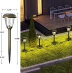 XMCOSY+ Solar Lights Outdoor 10/25 LM LED with 2 Lighting Modes, Solar Garden Lights Glass and Metal, IP65 Waterproof Solar Powered for Yard Pathway Walkway Driveway Patio (6 Pack, Warm White)