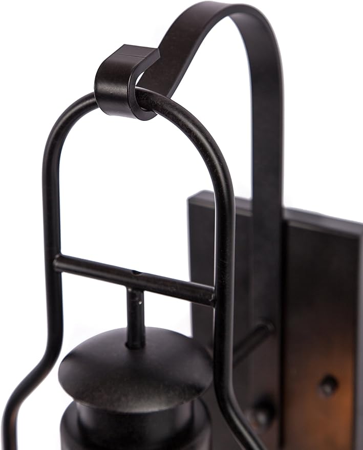 Muskoka Lifestyle Products Rustic Wall Light Lantern with Retro Industrial loft Lantern Look in Rubbed Bronze Powder Coat Finish with Wine Bottle Pioneer jug Glass