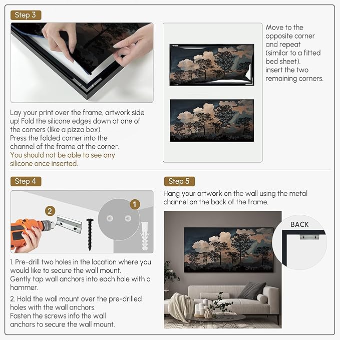 SIGNWIN 36"x72" Extra Large Framed Wall Art Silhouetted Trees at Dusk, Dramatic Forest and Cloudscape for Home Living Room Bedroom Decor (Frame Assembly Required)