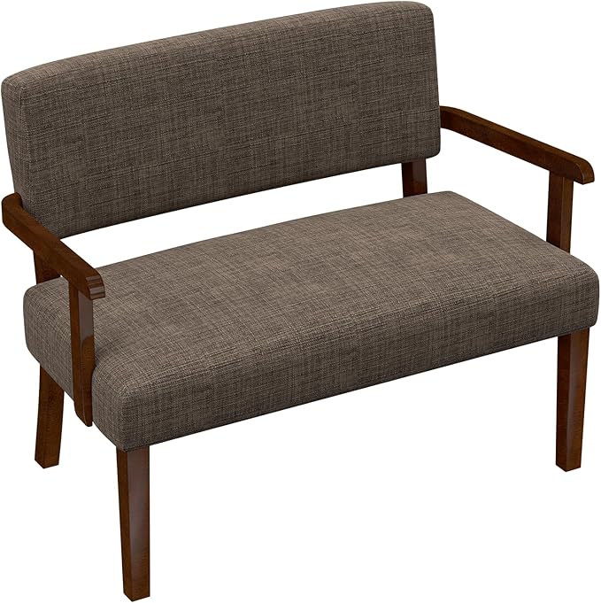 Accent Chair 2 Seat, Arm Chairs with Soft Seat and Armrests for Living Room, Love seat for Dining, Reading, and Waiting Rooms (Brown)