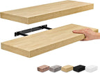 Sorbus Floating Shelves for Wall - 24" Bathroom Shelves, Wall Decor for Bedroom, Kitchen, Living Room, Home Decor & Book Storage - Mounted Floating Shelf with Invisible Brackets (Maple Wood, 2 Pack)