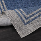Bordered Outdoor Rug 6x9 Washable Outside Carpet for Indoor Patio Porch Waterproof Easy Cleaning Non Shedding Area Rugs Navy 6 x 9