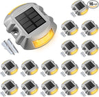 VOLISUN Solar Deck Lights, 16-Pack Led IP67 Waterproof Outdoor Warning Step Lights for Driveway, Sidewalk, Garden Pathway, Yard (Warm White)