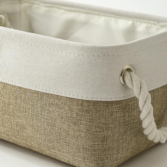 Small Storage Baskets for shelves,Fabric Storage Baskets for closet,rectangular Collapsible baskets for organizing clothes,books,gifts