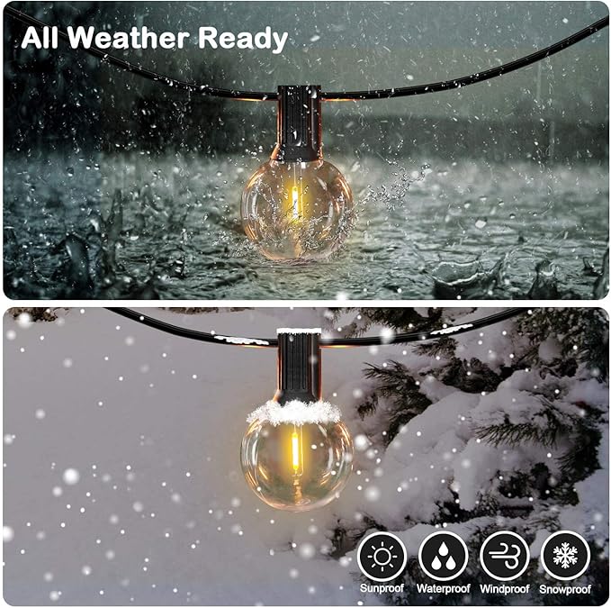 VerRon 100FT LED G40 Globe String Lights, Waterproof Shatterproof Outdoor Patio Lights with 50+2 Dimmable Edison Bulbs, Backyard Hanging Light, Warm White for Bistro Party Wedding Deck Garden