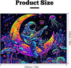 BVBOX Astronaut Space Blacklight Tapestry 79"x59", UV Reactive Astronaut Guitar Moon Universe Galaxy Planet Glow in Dark Music Tapestries, Black Light Neon Upright Poster Wall Hanging Backdrop Decor for Bedroom Living Room