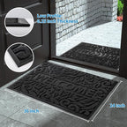 Yimobra Welcome Mat Outdoor, 36x24 Waterproof Door Mat Outside Entrance, All-Weather Non Slip Front Door Mat, Low-Profile Entryway Mat Indoor, Porch and Patio, Black