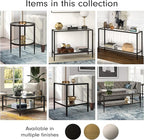 Henn&Hart 20" Wide Square Side Table with Mirror Shelf in Blackened Bronze, Table for Living Room, Bedroom