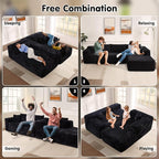 ovios 104" Cloud Sectional Couch with L-Shape Chaise,Modern Modular Sofa with Deep Seat, Upholstered Couches for Living Room Bedroom,No Assembly Required, Black (Plush Corduroy Fabric)
