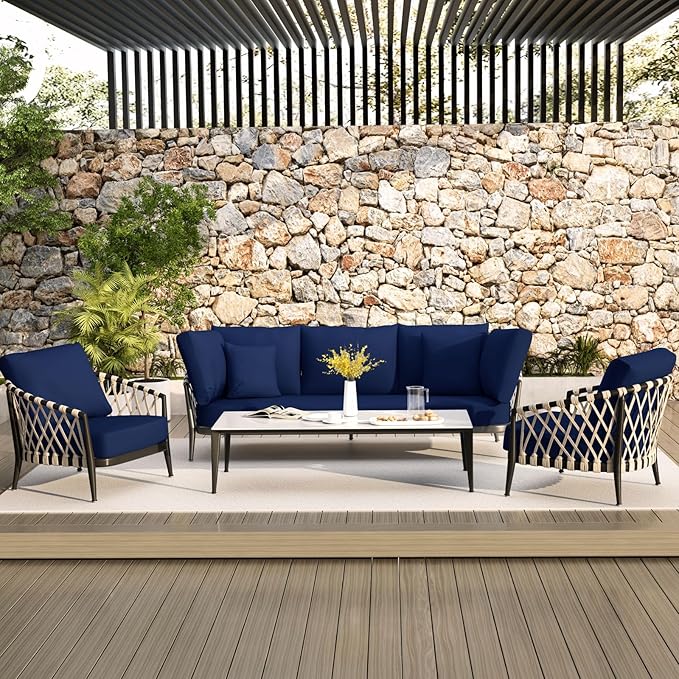 hyha Waterproof Couch Cushion Covers, Stretch Sofa Couch Seat Slipcover for Dog Washable, Non-Slip Waterproof Outdoor Cushion Covers for Patio Furniture Replacement (1 Piece for Medium, Navy)