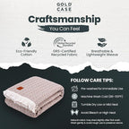 Gold Case Throw Blanket for Bed – 100% Recycled Turkish Cotton Bed Blanket – Decorative Throw Cotton Blankets for Living Room & Bedroom – Woven Twin Blankets - 71x90 - Beige