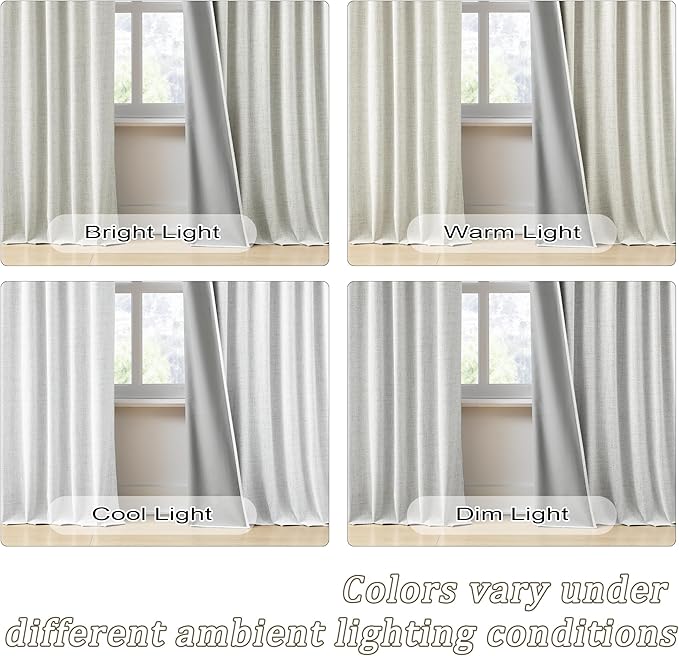 RAIN CITY Natural Blackout Door Curtains for Doorway 2 Panels Set,Back Tab Rod Pocket Curtains 80 Inches Long, Linen Burlap Textured Room Darkening Curtains for Bedroom Nursery 2 Panels 50x80