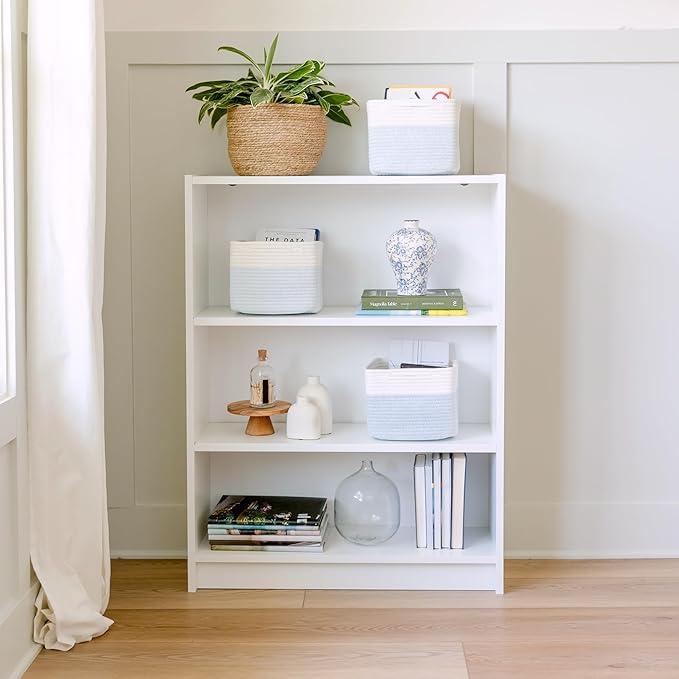 NaturalCozy Storage Cubes 9”x9”x7”Cotton Rope Woven Baskets for Organizing 3-Pack | 9 Inch Cube Storage Bin | Small Basket for Shelf Nursery, Pantry, Decorative Plant, Bathroom Closet, Toy Gift