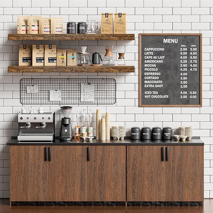 Floating Shelves for Wall 36 Inches Long,9.3" Deep Rustic Brown Floating Shelf Set of 2,Wall Mounted Shelves for Bathroom Bedroom Living Room Kitchen Office,Shelf for Books Storage,Home Decor