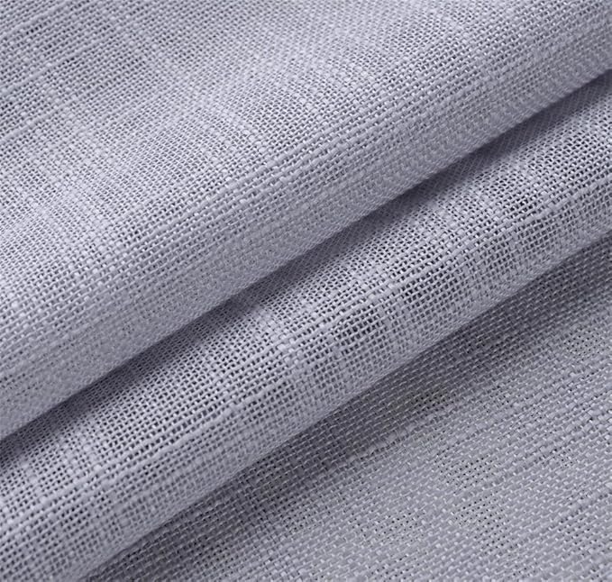 MIUCO Semi Sheer Curtains Poly Linen Textured Solid Grommet Curtains 63 Inches Long for Living Room 2 Panels (2 x 37 Wide x 63" Long) Silver