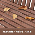 Psilvam Garden Bench, 2-Person Poly Lumber Patio Bench, All-Weather Outdoor Bench That Never Rot and Fade, Suit for Garden, Porch and Park(Brown)