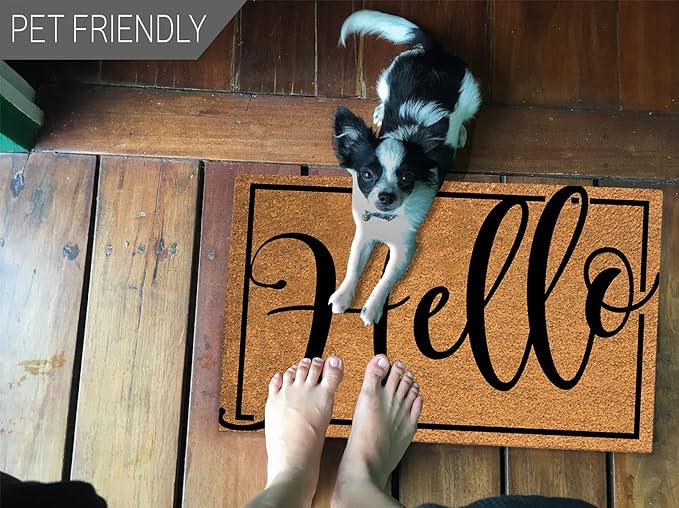 PLUS Haven Pure Coco Coir Doormat with Heavy-Duty Backing (Hello 1)