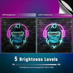 Headphones Gorilla Neon Sign Dimmable Kong Led Neon Light for Wall Decor,Game Room,Man Cave,Home Party Bar Decor,USB Powered Led Sign