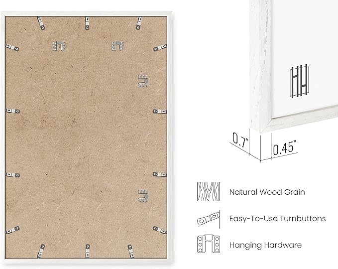 HAUS AND HUES 24 x 36 Poster Frame - Set of 1 24x36 White Poster Frame, Wooden Picture Frames, 24x36 Poster Frame White Poster Frames 24x36, Poster Frame 24x36 Frame White Frame (White Oak Frame)
