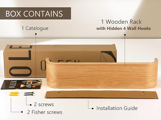 OLEEK Wall Coat Rack - Wall Shelf with Hooks - entryway Hooks - entryway Shelf - Modern Coat Rack - Wooden Coat Rack Wall Mount for Home Decor - Wooden Mount for Home Decor - Coat Hanger Wall Mount