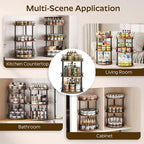 Spice Rack, Set of 2 Lazy Susan Organizer, 3-Tier Turntable Organizer For Cabinet, Compact and Versatile, for Kitchen Countertop, Rustic Brown SR23L2BR