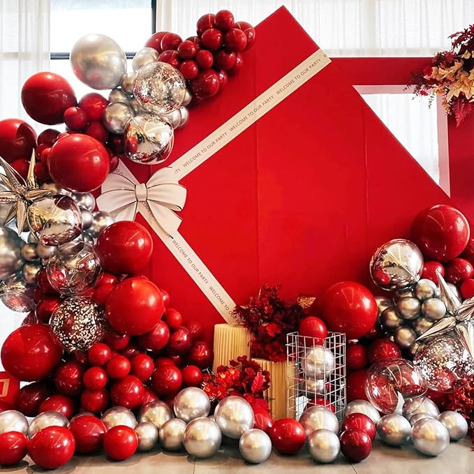 130pcs Ruby Red Balloons Different Sizes 18" 12" 10" 5" Dark Red Latex Balloon Garland Arch Kit for Birthday Baby Shower Graduation Wedding Valentine's Day Christmas Party Decorations