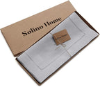 Solino Home Linen Soft Grey Table Runner 90 Inches Long - 100% Pure Linen Hemstitch 14 x 90 Inch Table Runner for Dining, Fall, Autumn, Thanksgiving - Classic Hemstitch
