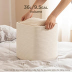 joybest Cube Storage Bins Set of 4, 13inch Cube Baskets Organizer for Nursery, Square Cotton Rope Baskets for Shelves Organizing, Kids Toy, Closet Storage, Beige