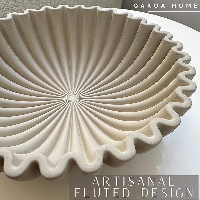 OAKOA Concrete Decorative Bowl - Organic Modern Home Decor Bowl - Decorative Objects - Cement Fruit Bowl - Modern Organic Home Decor