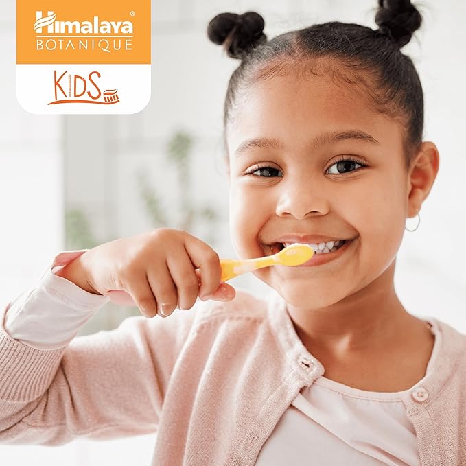 Himalaya Botanique Kids Toothpaste, Herbal, Orange Flavor, Fights Plaque, Fluoride Free, Gentle, No Artificial Flavors or Colors, SLS Free, Gluten Free, Cruelty Free, Vegan, Foaming, 4 Oz, 4 Pack…