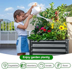 Land Guard Galvanized Raised Garden Bed with Legs, 48×24×32in Large Metal Elevated Raised Planter Box with Drainage Holes for Backyard, Patio, Balcony, 400lb Capacity(Grey)……