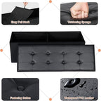 SUPER DEAL 43 Inch Folding Storage Ottoman Bench, Faux Leather Storage Chest Shoes Bench with Divider Padded Seat Couch Footrest for Bedroom Entryway, 660 lbs Capacity 43"x 15"x 15", Black