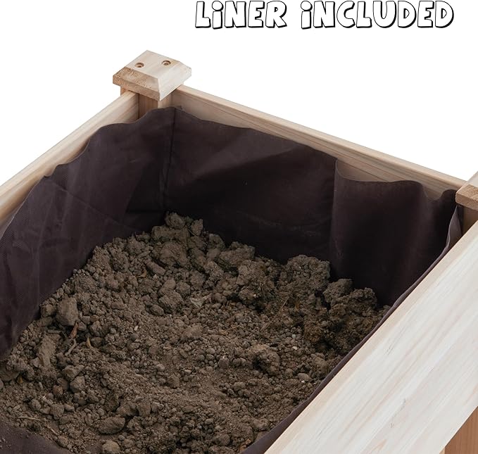 GHWIE Raised Garden Bed with Legs Elevated Wood Planter Box for Planting Vegetables Flowers Garden Patio Balcony Garden beds Outdoor with Liner