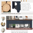 Solid Wood Console Table Sofa Table with Storage Drawers and Bottom Shelf Entryway Table for Entry Hallway Foyer Sofa Couch Table Fully Assembled (48.8" Blue)