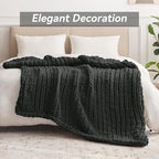 Chunky Knit Throw Blanket, 60''*80'' Knitted Throw Chenille Yarn for Bed Couch, Handmade Dark Grey Crochet Big Thick Blanket, Machine Washable Cute Comfy Blanket for Home Decor
