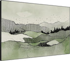 SIGNWIN 60"x72" Extra Large Framed Wall Art Green Line Art Mountain Landscape Illustration for Home Living Room Bedroom Decor (Frame Assembly Required)