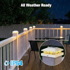VOLISUN 4x4 Solar Post Cap Light 12pack,Solar Fence - Cap Lights Outdoor Waterproof for Wooden/Vinyl Post,White Deck Post Cap Light Solar Powered with Warm White for Garden/Patio/Porch