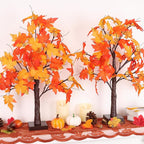 2 Pack 24 Inch Prelit Fall Maple Tree Fall Decor with 48 LEDs Timer Battery Operated Artificial Fall Light Up Tree Maple Acorn for Fall Thanksgiving Decorations Table Home Office Indoor Autumn Harvest