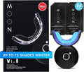 MOON LED Teeth Whitening Kit - Gentle Teeth Whitener Device, 56 White Strips, USB Charger & Travel Case - Blue Light Whitening Tray Removes Stains & Whitens Up to 12 Shades in 2 Weeks (4 Piece Kit)