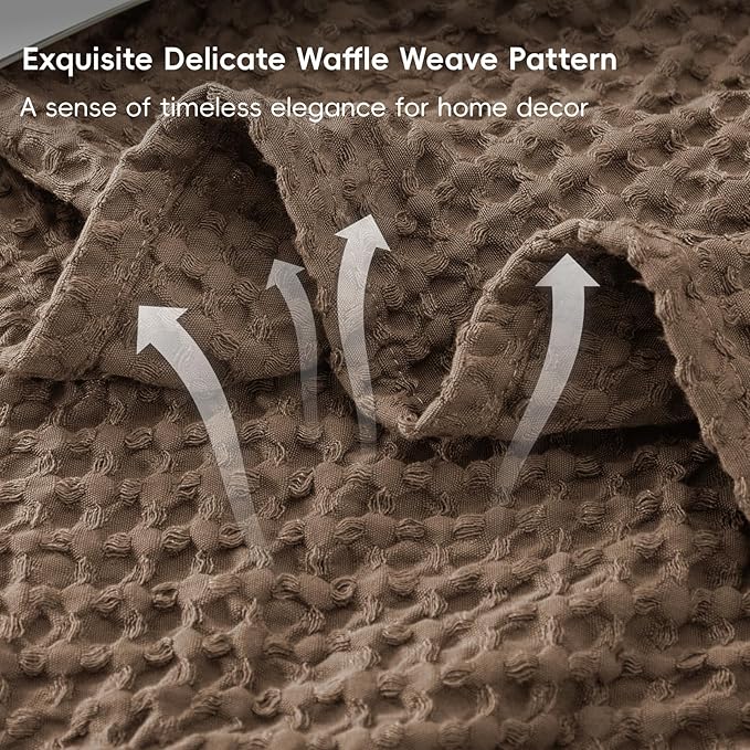 PHF Ultra Soft Waffle Weave Blanket Queen Size 90"x 90"- Washed Lightweight Breathable Cozy Woven Blanket for Bed - Aesthetic Decor for Couch Bedding Sofa Home Car - Cocoa Brown