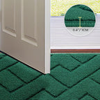 hicorfe Front Door Mat Outside Entrance,32"x40" Absorbent Muddy Dirt Resist Welcome Door Mats Outdoor Indoor,Stain and Fade Resistant,Non Slip Backing Entry Mat Doormat for Entryway(Evergreen)