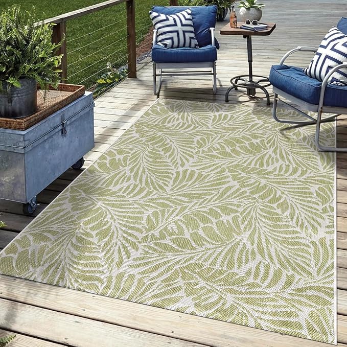 Keen Home Design Terrace Outdoor Area Rug - 5x8 Washable Indoor/Outdoor Rug for Patio, Kitchen, Balcony, Beach, Garden, Deck and Porch, Size: 5'3"x7'7"
