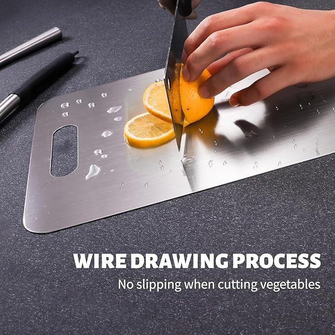 Titanium Cutting Board, New Upgrade Pure Titanium Cutting Boards for Kitchen,Food Grade 316 Stainless Steel Cutting Board，Double sided Dishwasher Safe 15.3x11inch