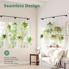 Plant Hanger Indoor with 12 Hanging Chains Hanging Planters for Indoor Plants Hanging Plant Holder Window Plant Rod Black Metal Shelves 70.8 Inch 2PCS Pot not Included