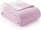 Snuggle Sac Light Purple Throw Blanket for Couch, Super Soft Warm Lavender Blankets Cozy Knit Fuzzy Plush Lightweight Throws for Sofa, Bed,Living Room, Heather Lilac, 50x60 inches
