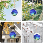 VCUTEKA Hanging Garden Gazing Ball, Hand-Blown Glass Witch Ball for Outdoor Garden Décor, 6" Colorful Swirl