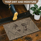 Front Door Mat Outside Entrance, Non Slip Rubber Backing, Trap Dirt and Moisture, Easy Clean Low Profile Welcome Floor Mats for Patio Porch Indoor Outdoor Entry Mat, 17x30 Inch, Brown
